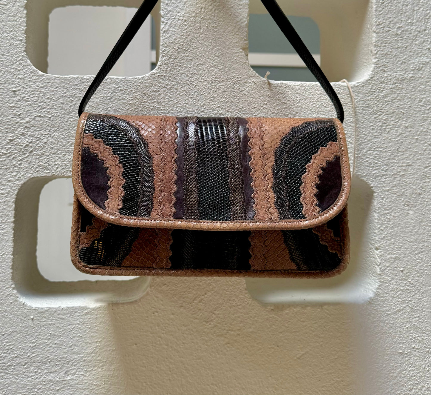 Carlos Falchi neutral Python Clutch