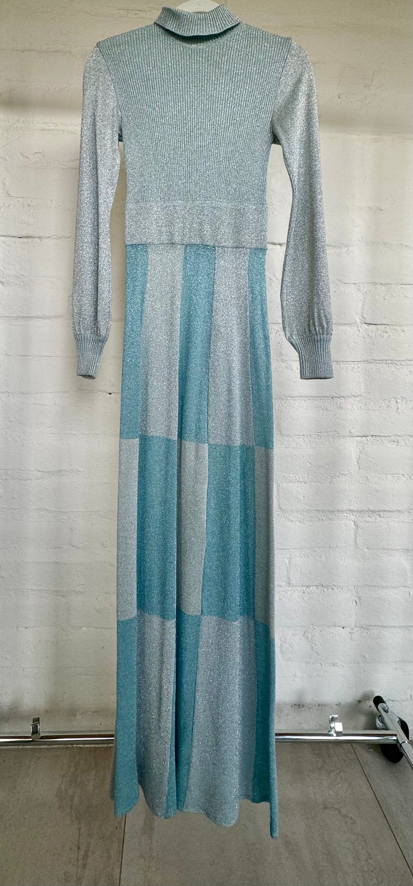 Light blue and silver disco maxi Wenjilli dress