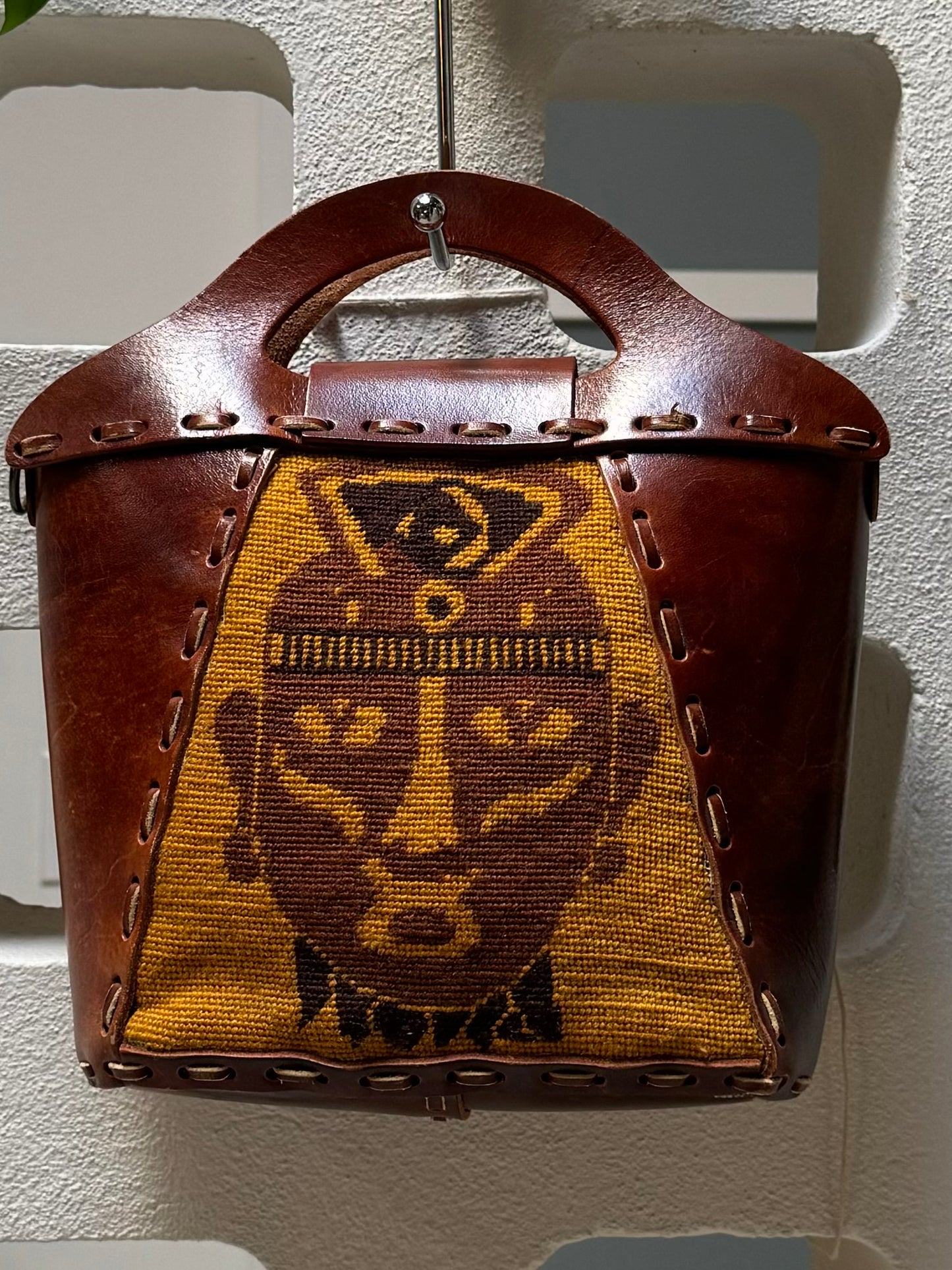 Bohemian Cross Body Hand Bag With 2 Tribal Needlepoint Motifs