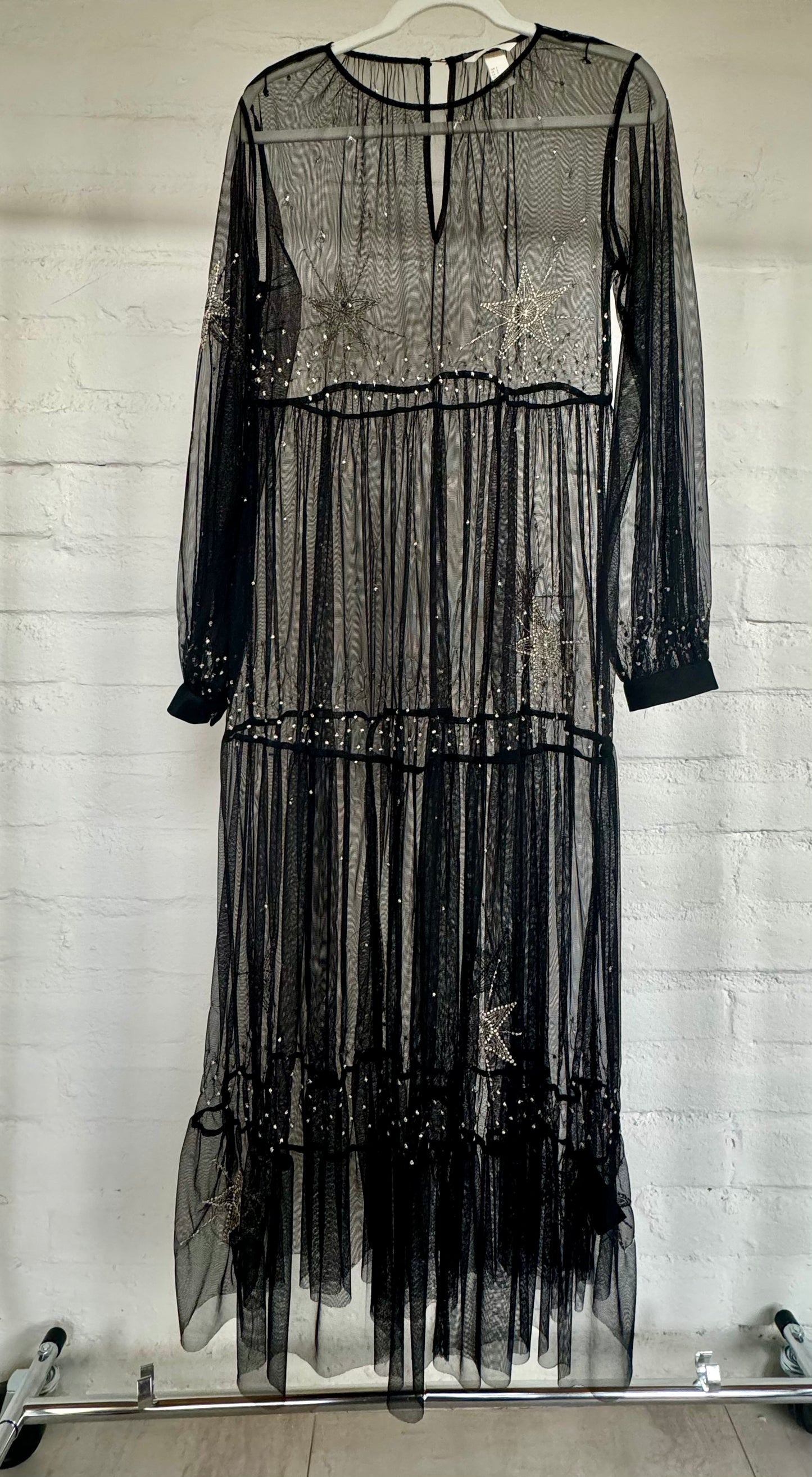sheer celestial dress Andrea & Leo A1508 Fitted Layered Overskirt Ombre Pattern Formal Gown Blue / 16